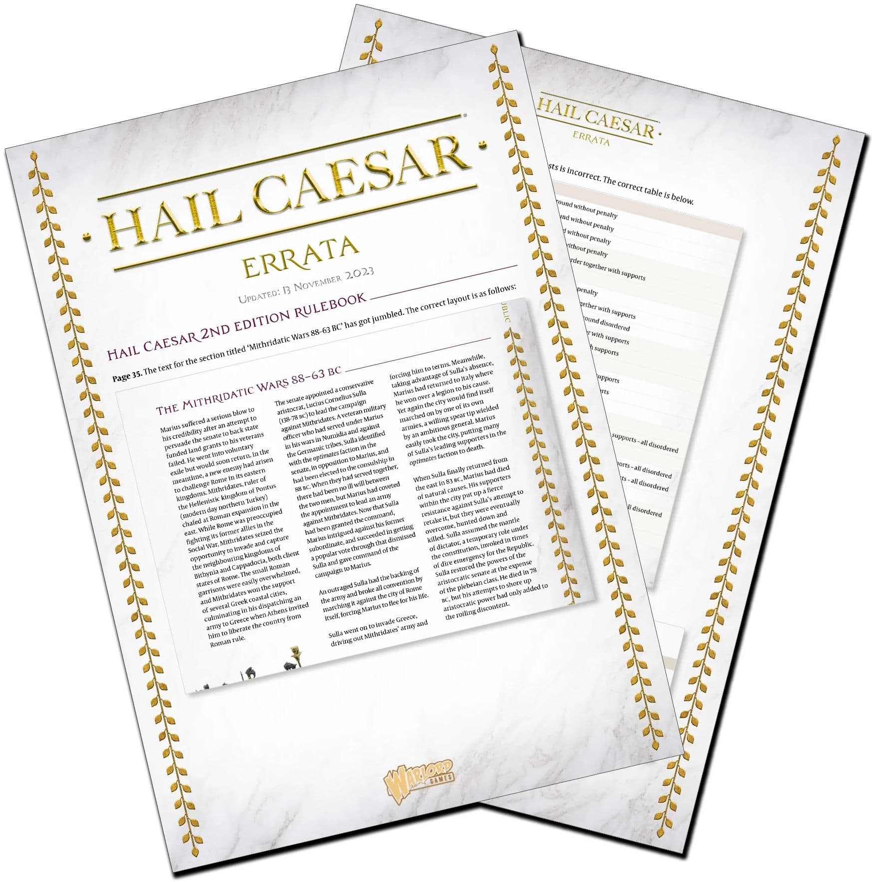 Hail Caesar (2nd edition) Errata - Image 1