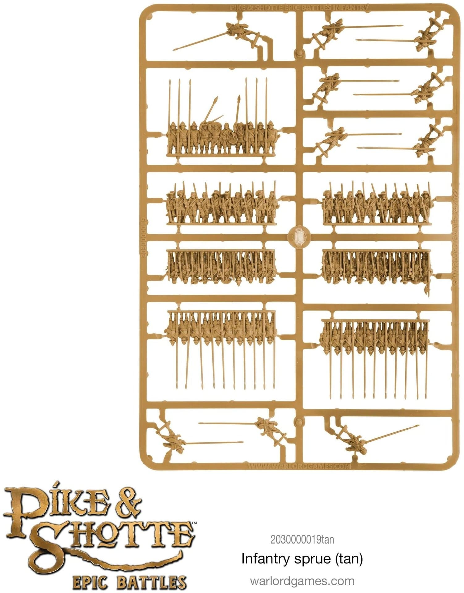 Pike & Shotte Epic Battles infantry sprue (tan) - Image 1
