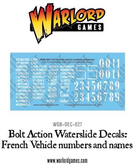 French vehicle numbers and names decal sheet - Image 1