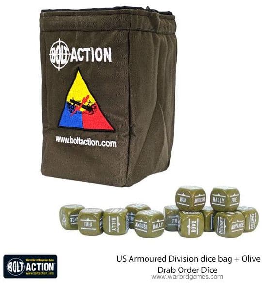 US Armoured Division Dice Bag & Dice - Image 1