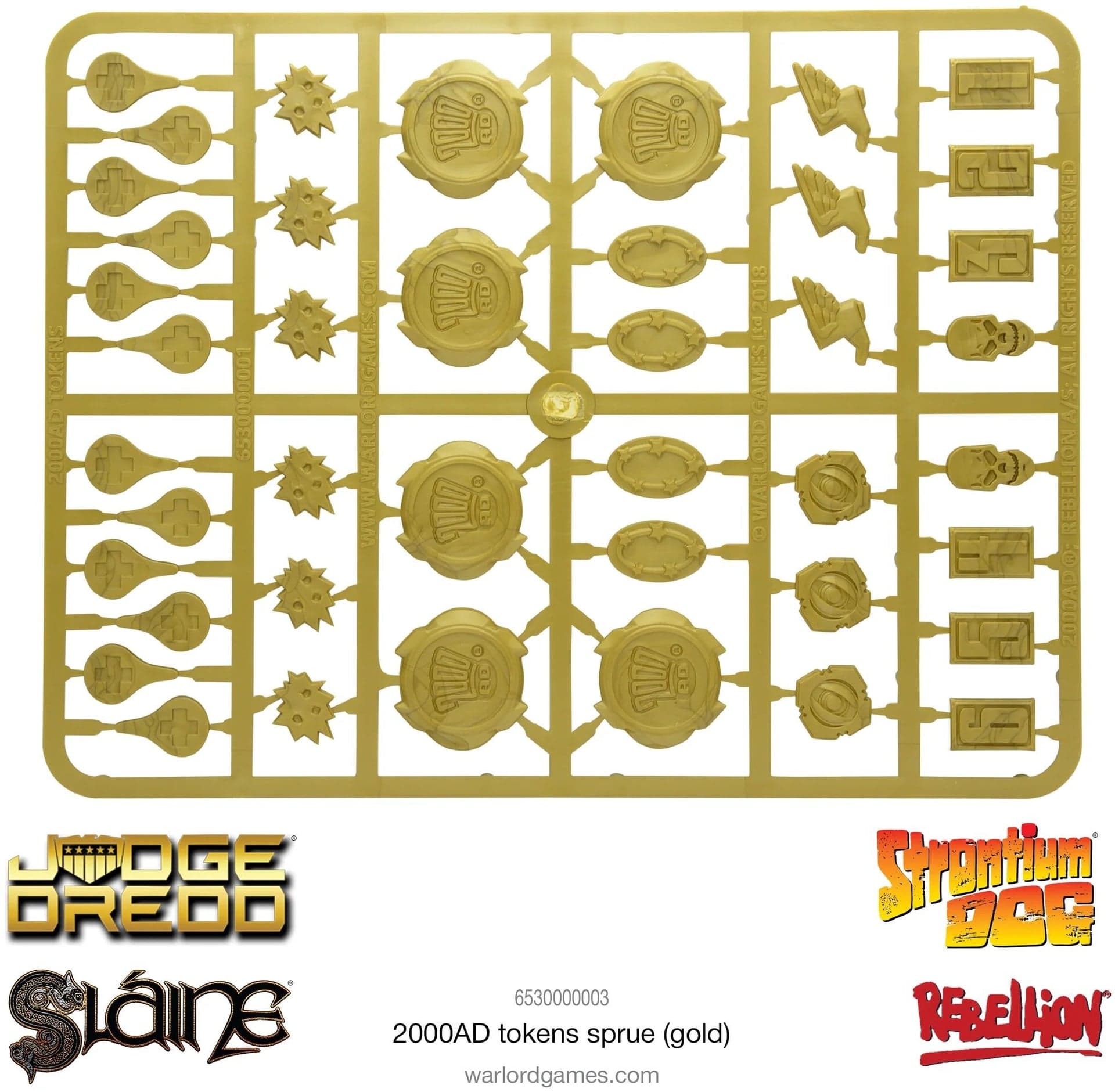 Plastic 2000AD tokens sprue Gold