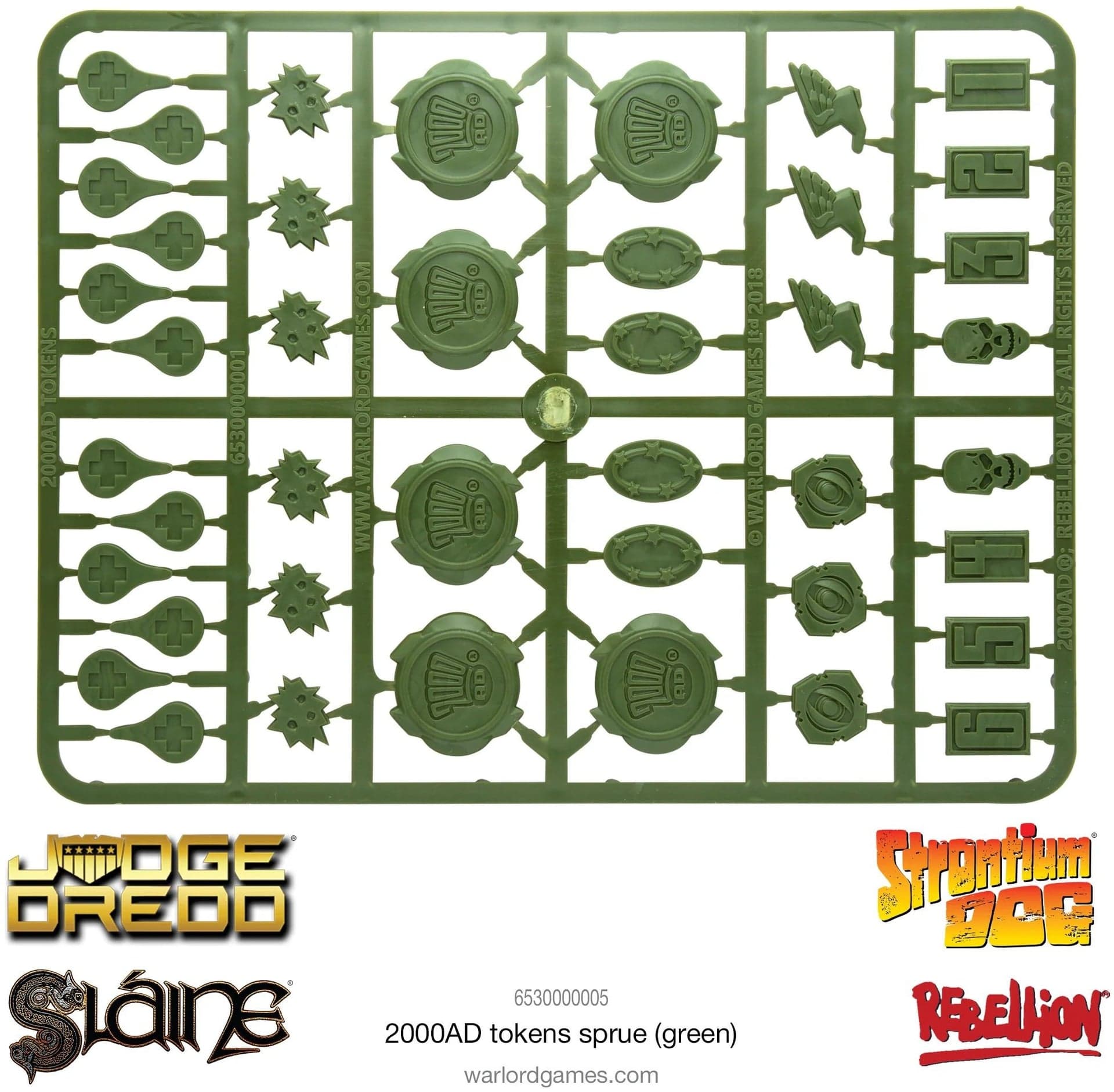 Plastic 2000AD tokens sprue Green