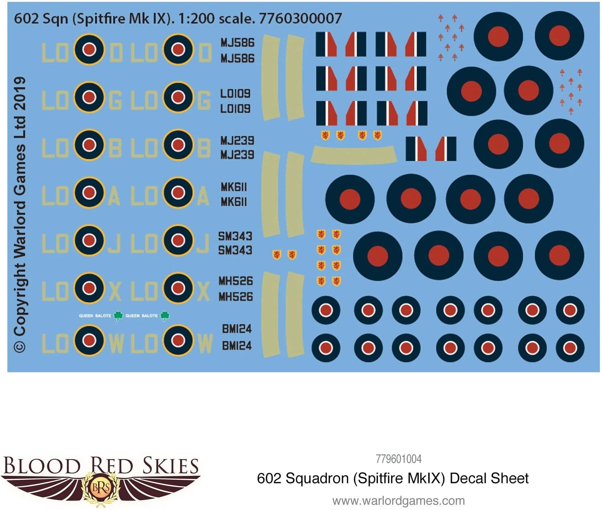 602 Sqn (Spitfire Mk IX) decal sheet - Image 1