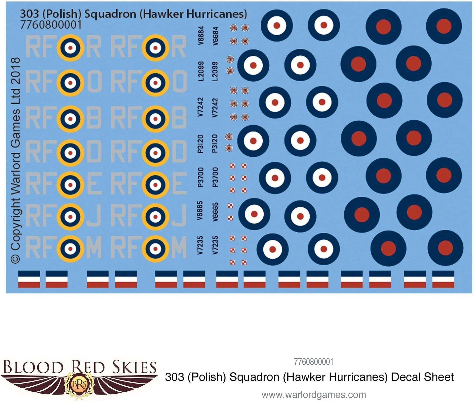 303 (Polish) Squadron (Hawker Hurricanes) decal sheet