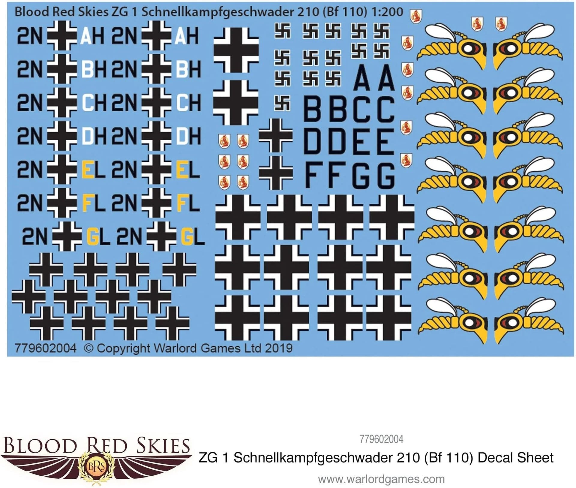 ZG 1 Schnellkampfgeschwader 210 (Bf 110) decal sheet - Image 1