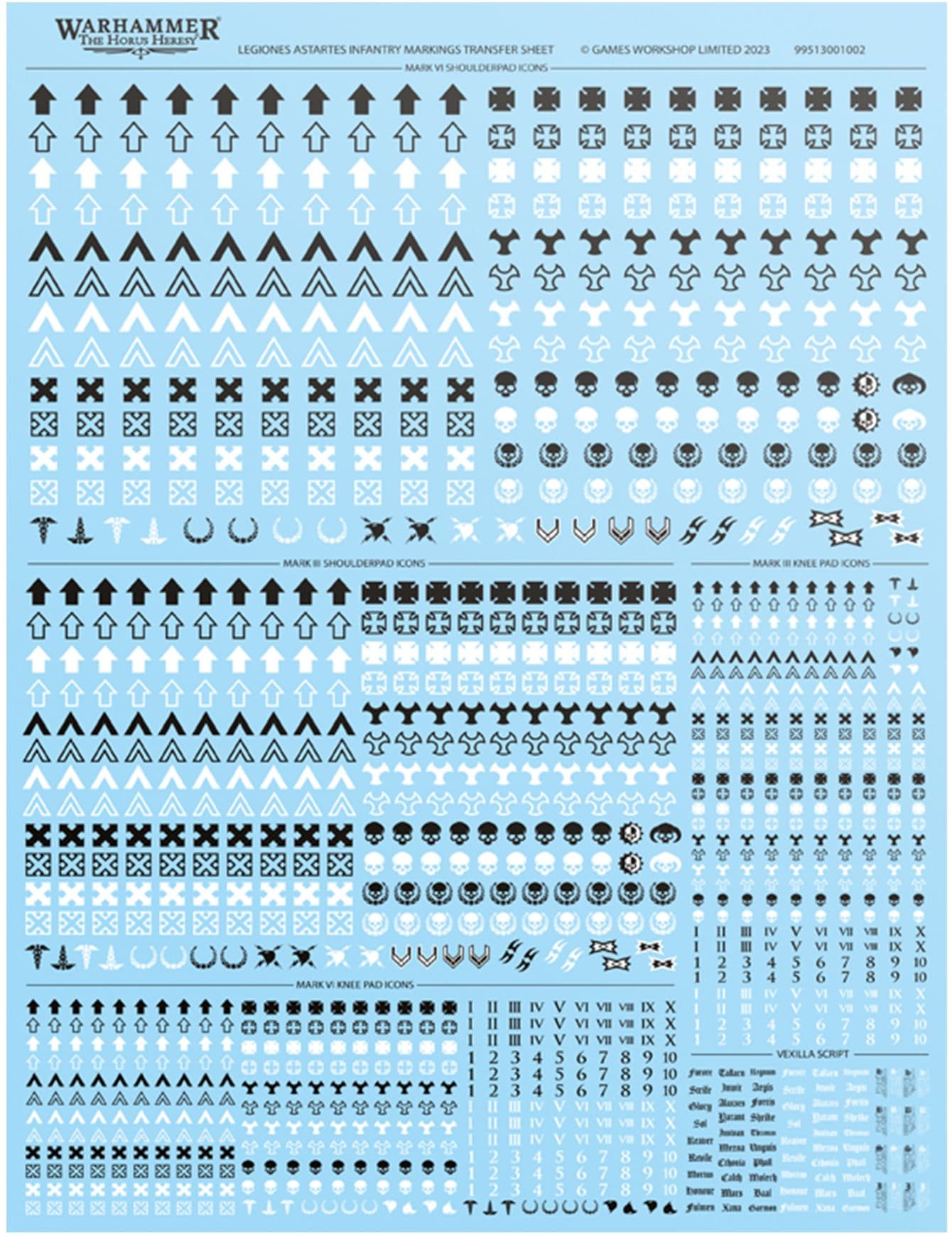Legiones Astartes Infantry Markings Transfer Sheet