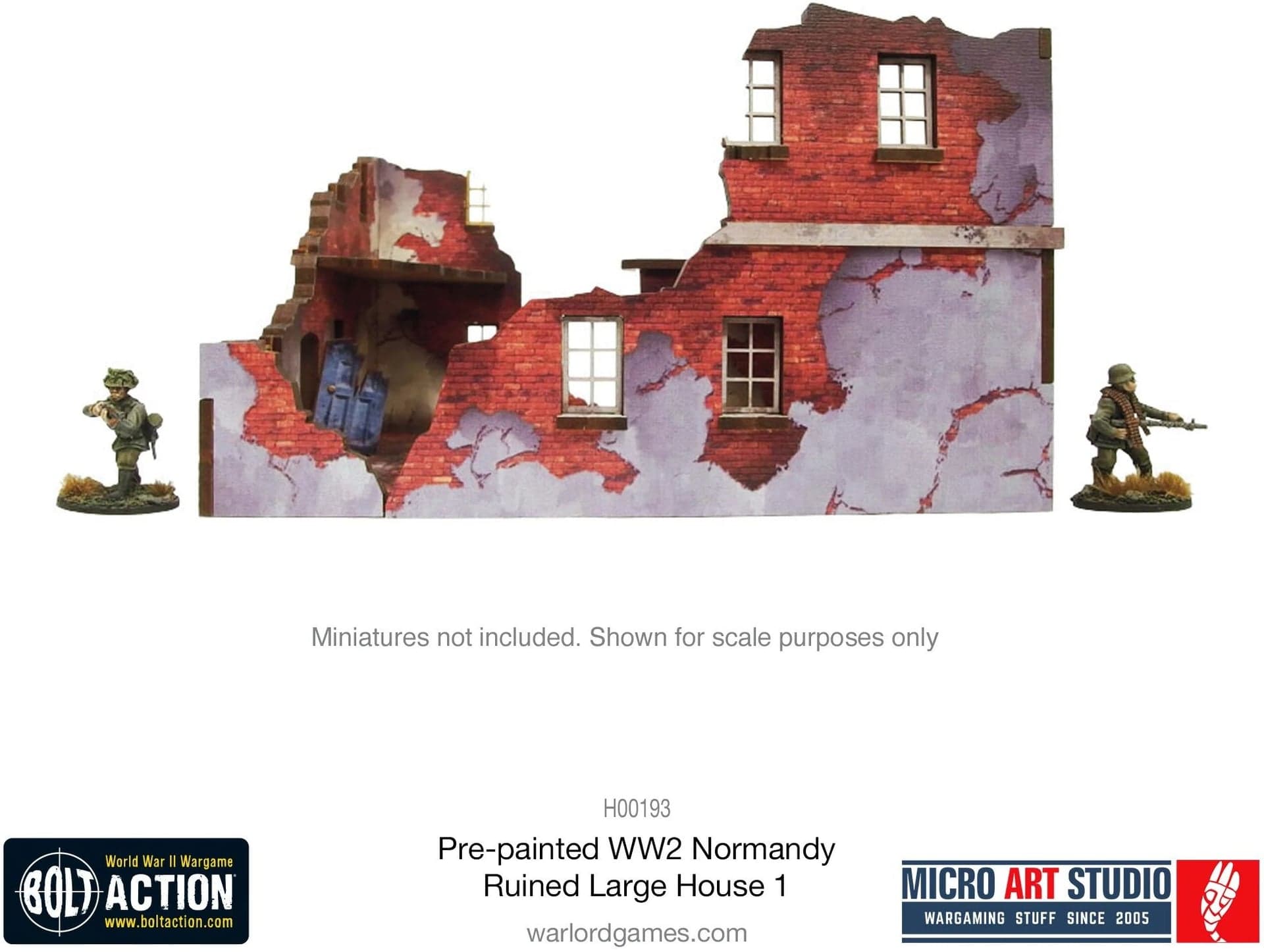 Pre-Painted WW2 Normandy Ruined Large House 1