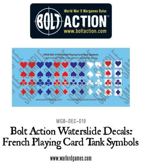 French Playing Card tank symbols decal sheet