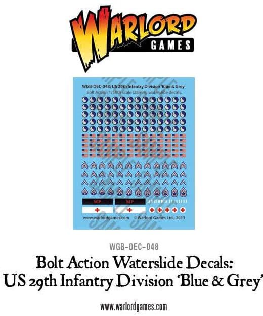 US 29th Infantry Division 'Blue & Grey' decal sheet