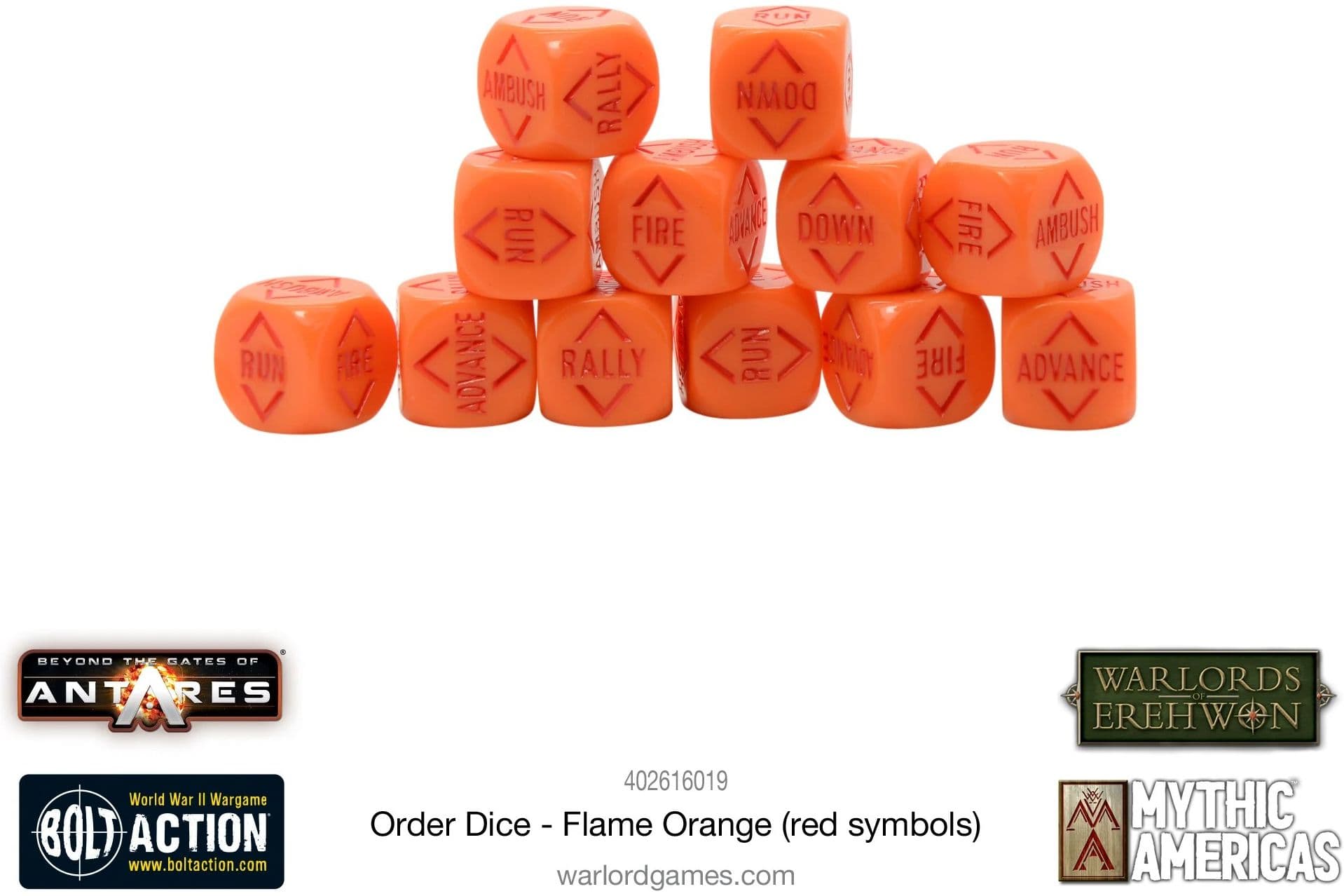 Order Dice - Flame Orange (Red Symbols)