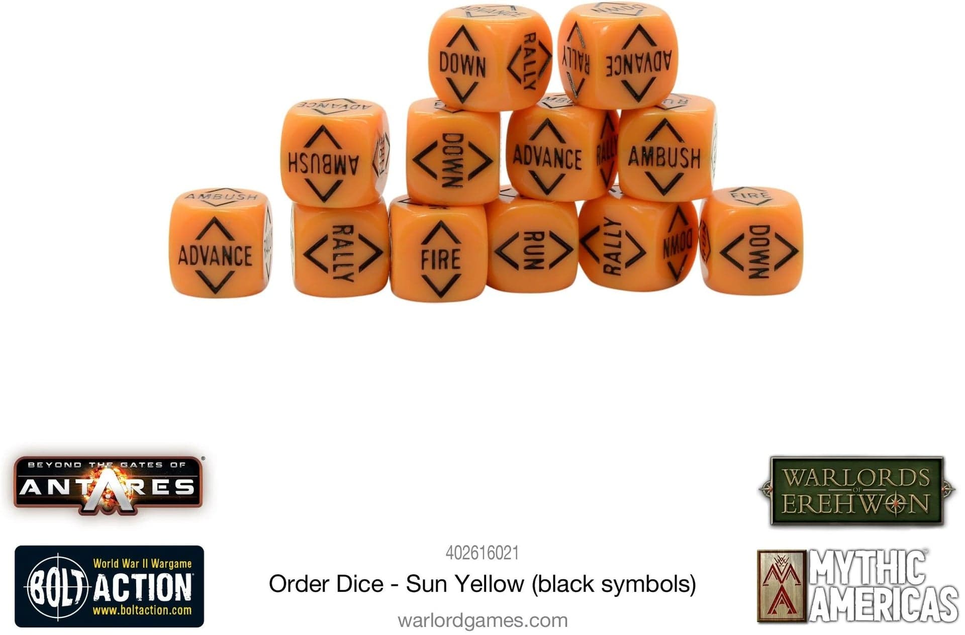 Order Dice Sun Yellow (Black Symbols)