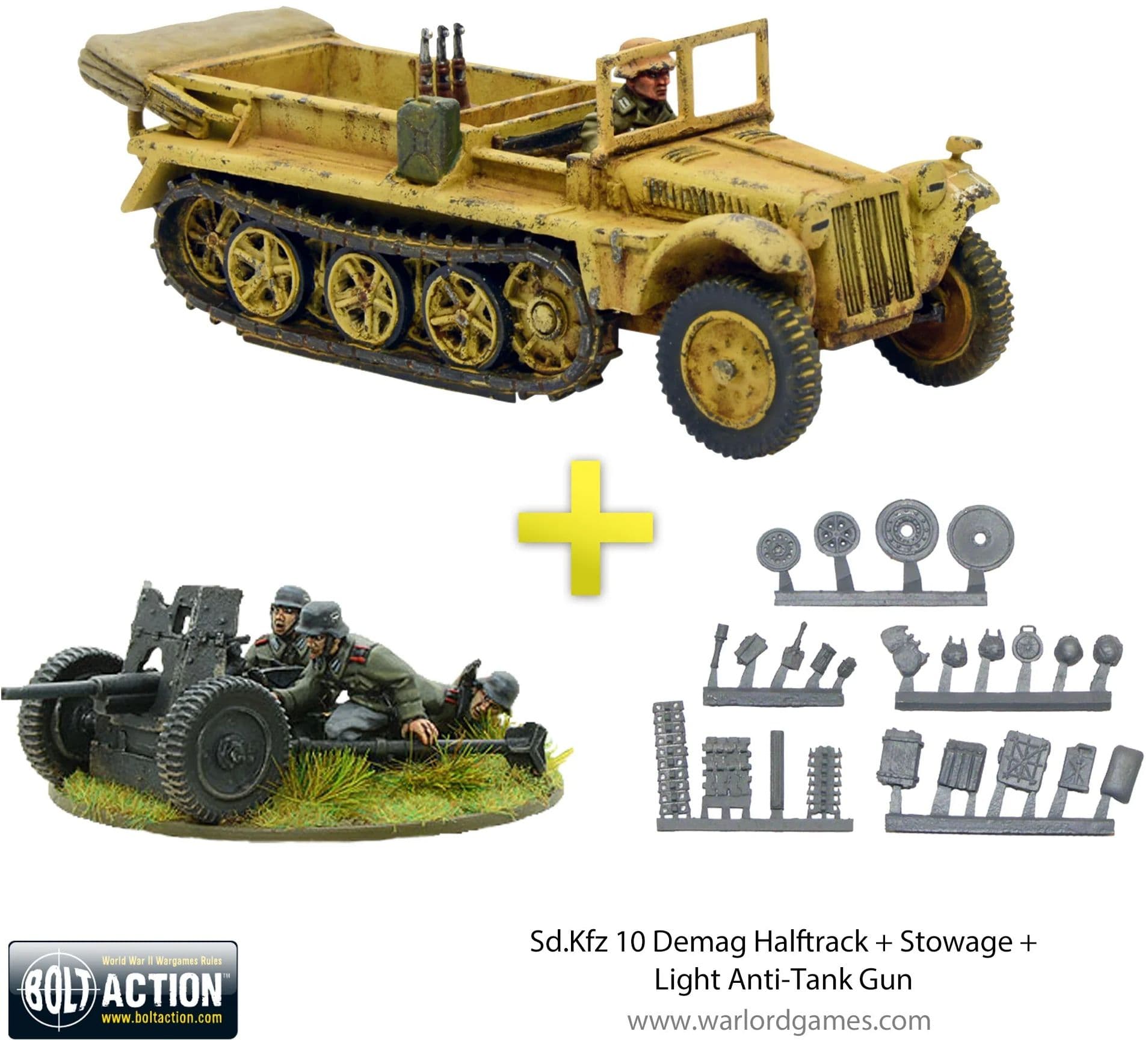 Sd.Kfz 10 Demag Halftrack + Stowage + Light Anti-Tank Gun