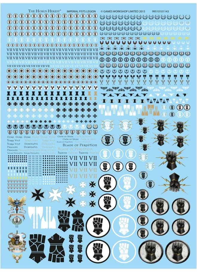 Imperial Fists Legion Transfer Sheet