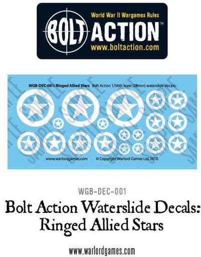 Bolt Action Ringed Allied Stars decal sheet