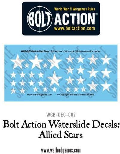 Bolt Action Allied Stars decal sheet