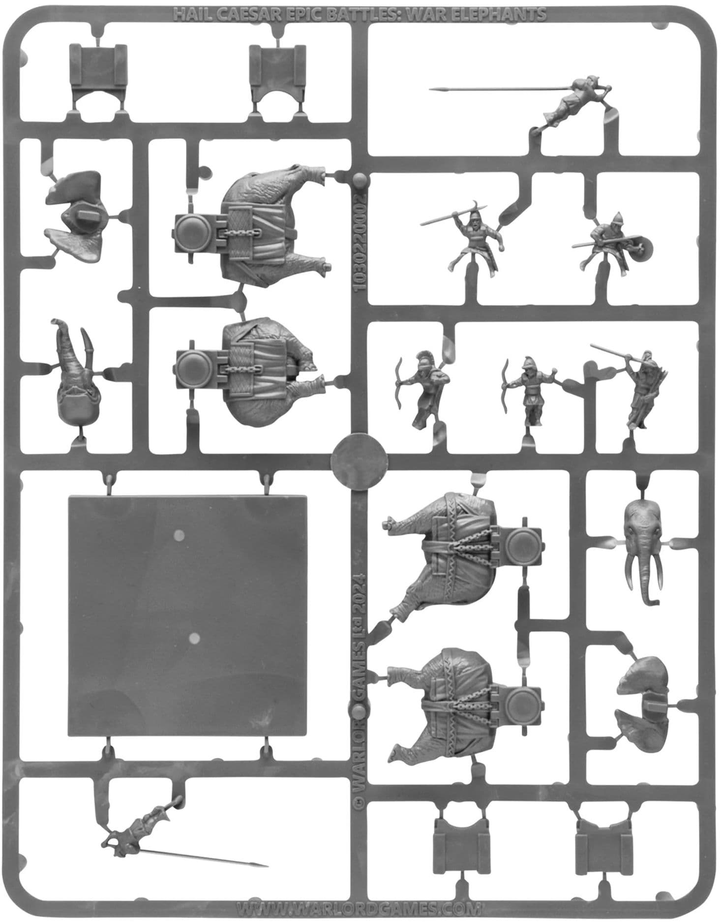 Hail Caesar Epic Battles: War Elephants sprue (grey plastic)
