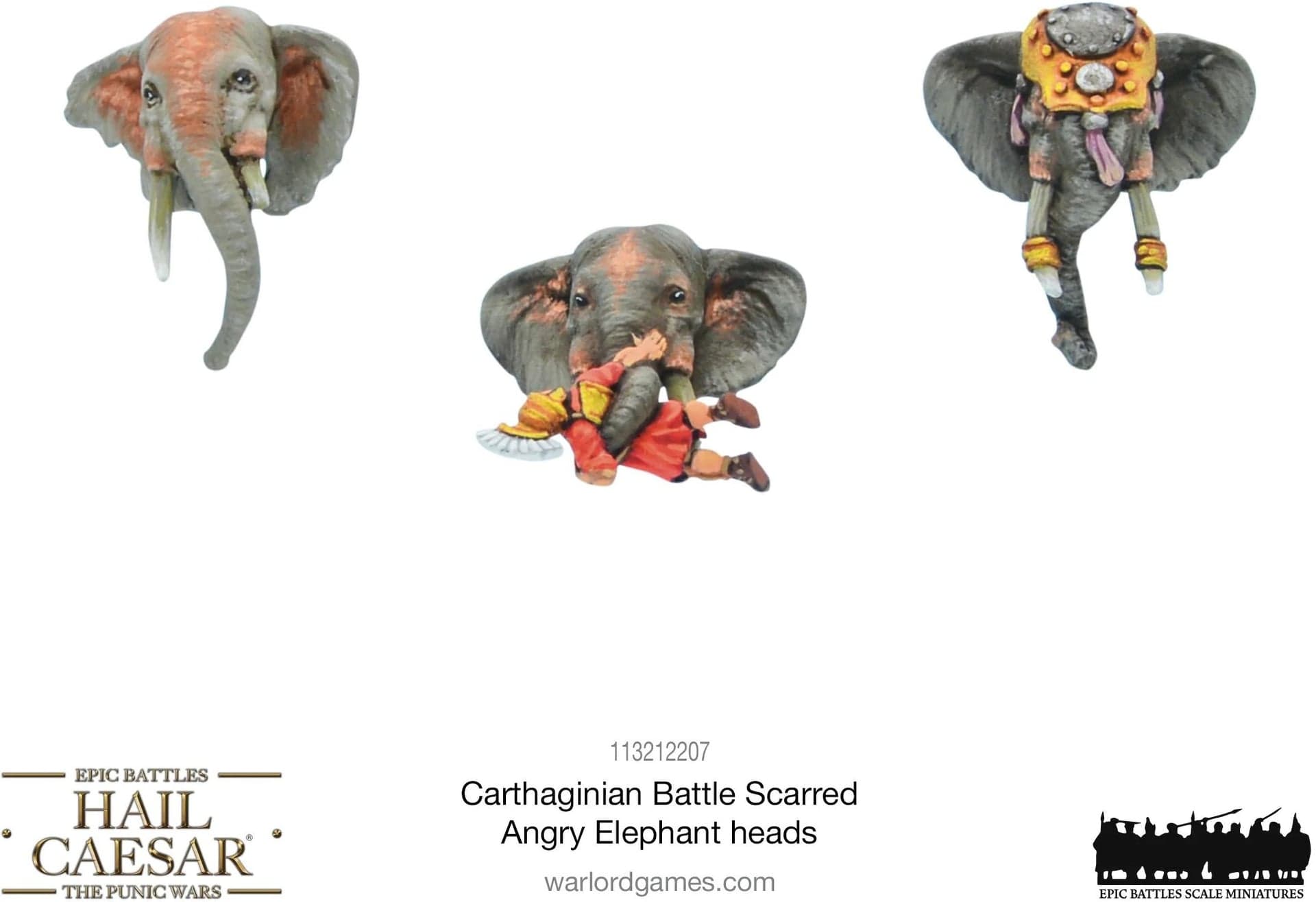 Hail Caesar Epic Battles: Carthaginian Battle Scarred Angry Elephant heads