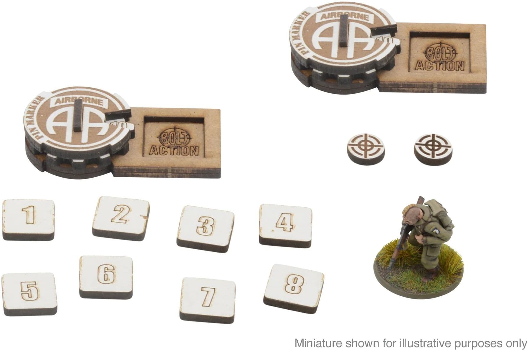 Bolt Action MDF Artillery Zeroing In Markers - 82nd American Airborne 'All American'