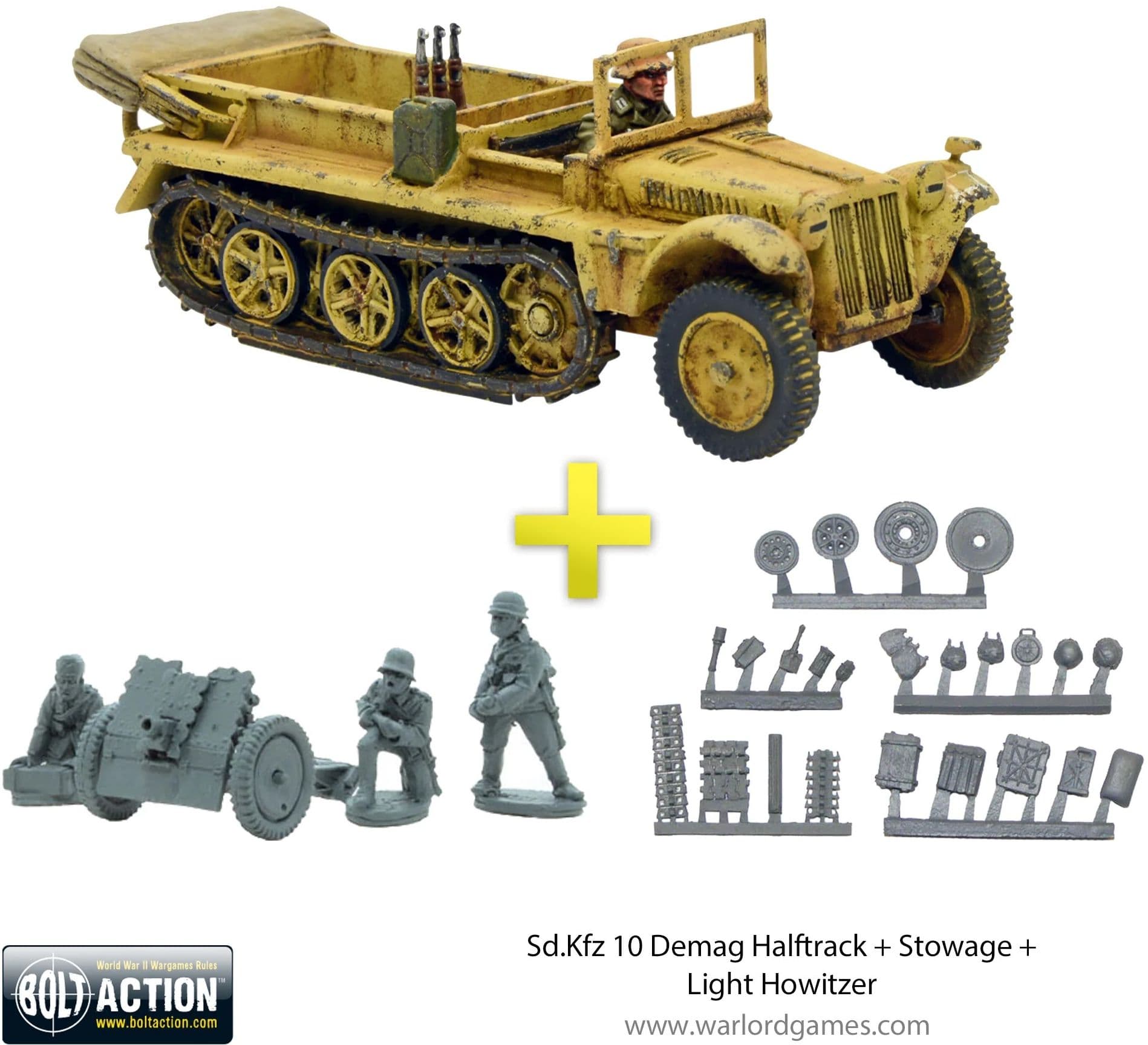 Sd.Kfz 10 Demag Halftrack + Stowage + Light Howitzer - Image 1