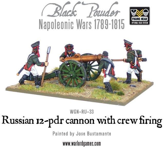 Napoleonic Russian 12 pdr cannon 1809-1815 with crew firing - Image 1