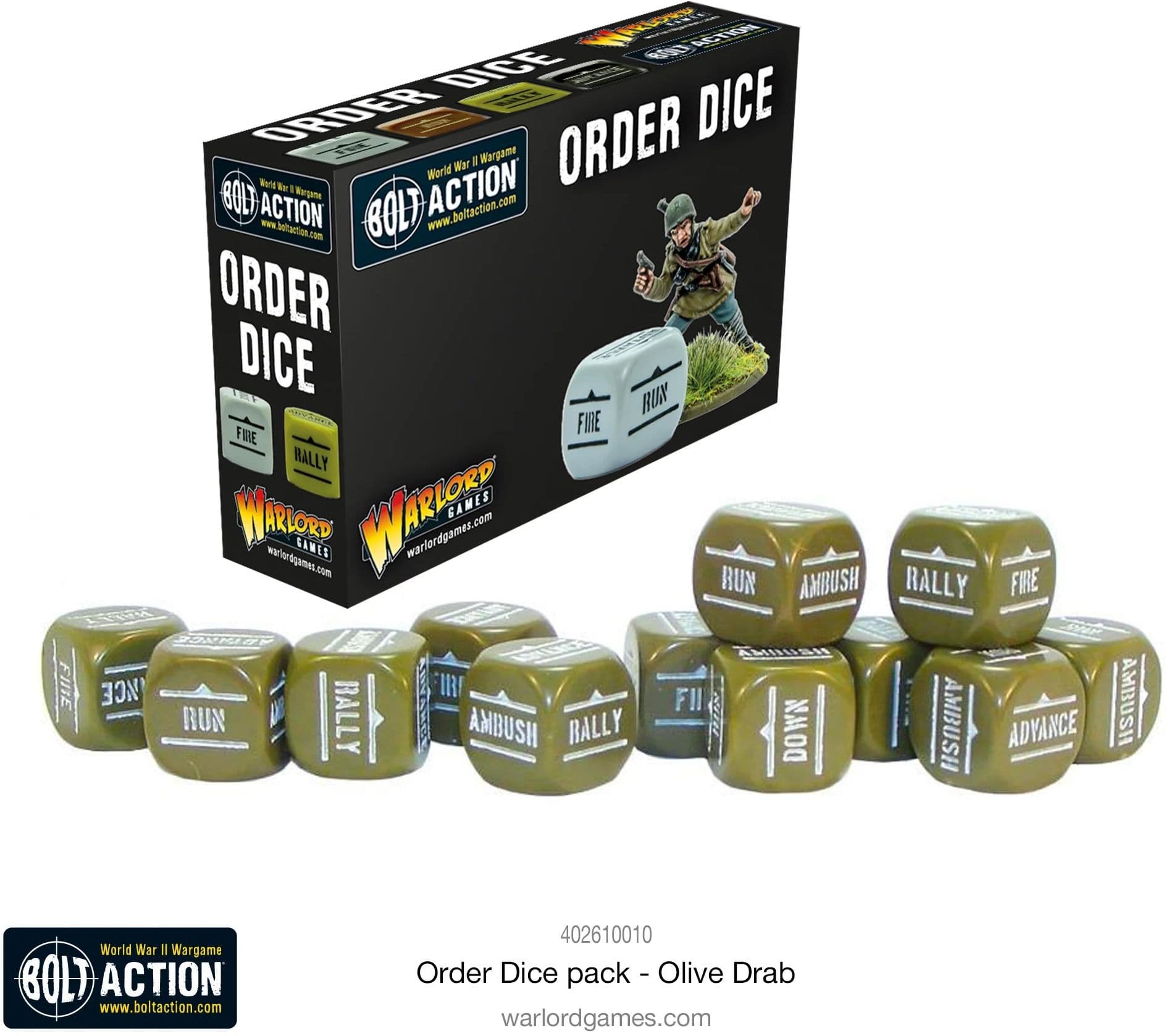 Bolt Action: Orders Dice Pack - Olive Drab - Image 1
