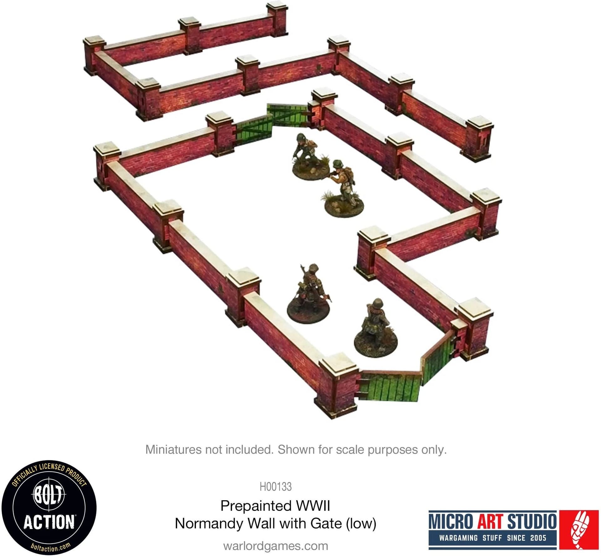 Pre-painted WW2 Normandy Walls with Gate (low) - Image 1
