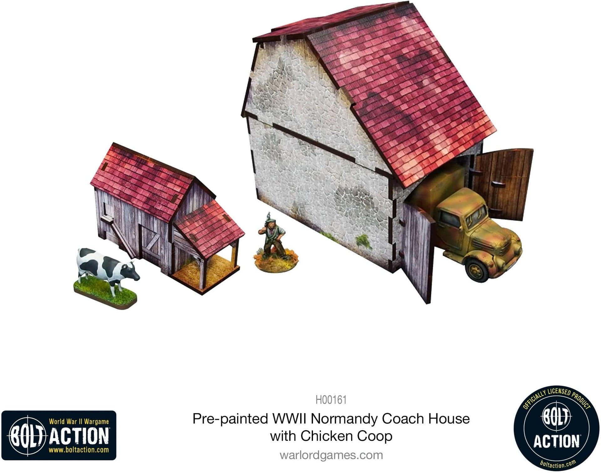 Bolt Action: Pre-painted WWII Normandy Coach House with Chicken Coop - Image 1
