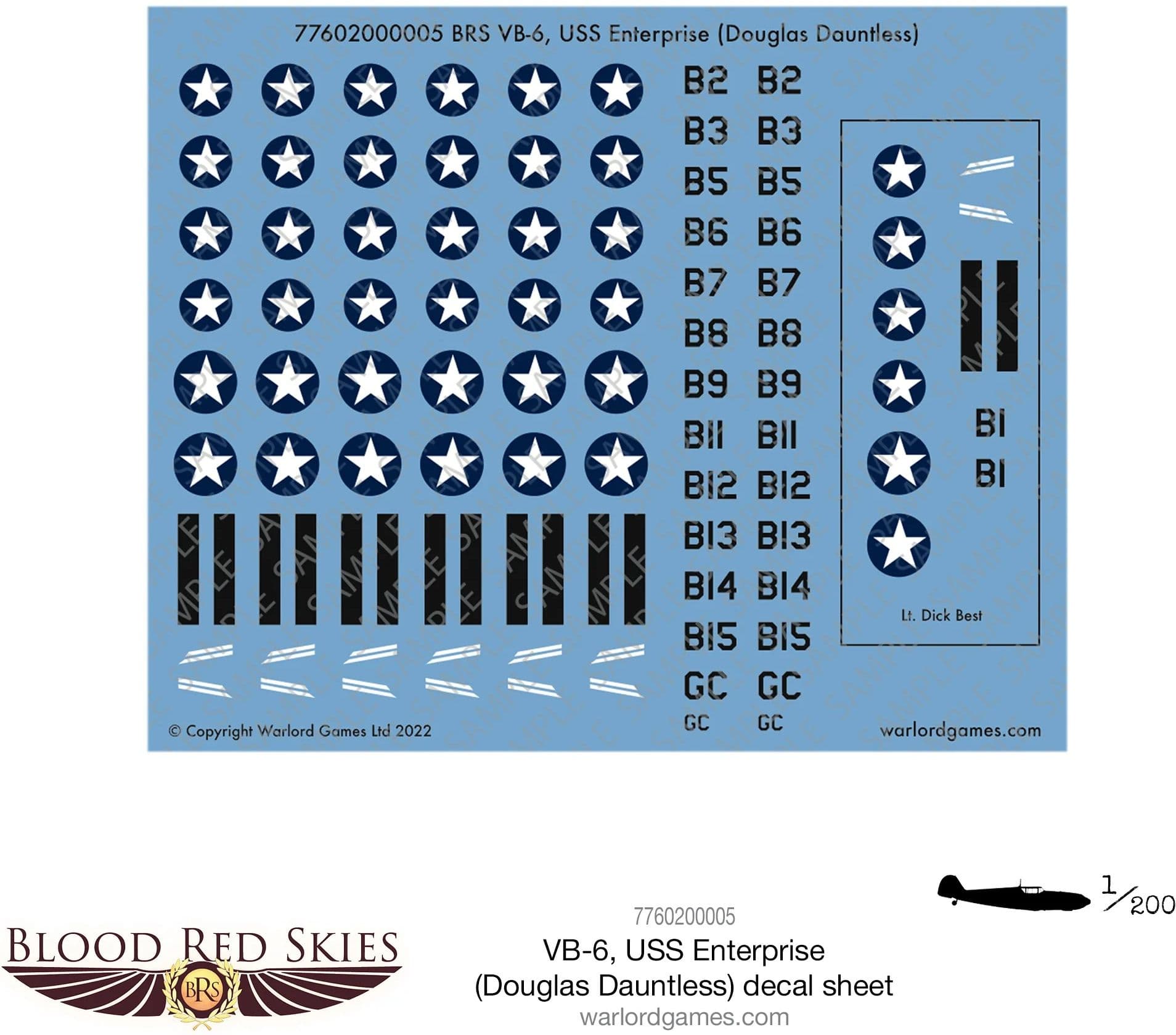 BRS VB-6, USS Enterprise (Douglas Dauntless) decal sheet - Image 1