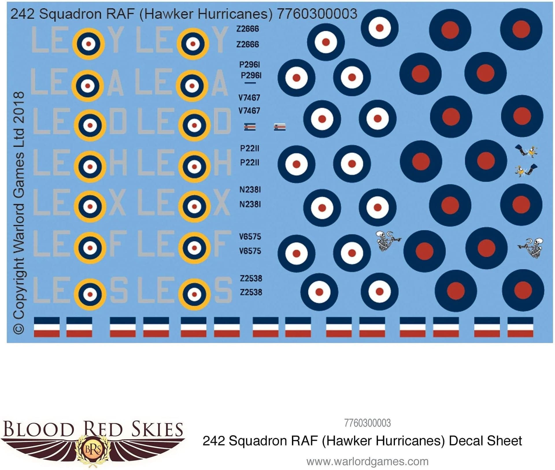 242 Squadron RAF (Hawker Hurricanes) decal sheet