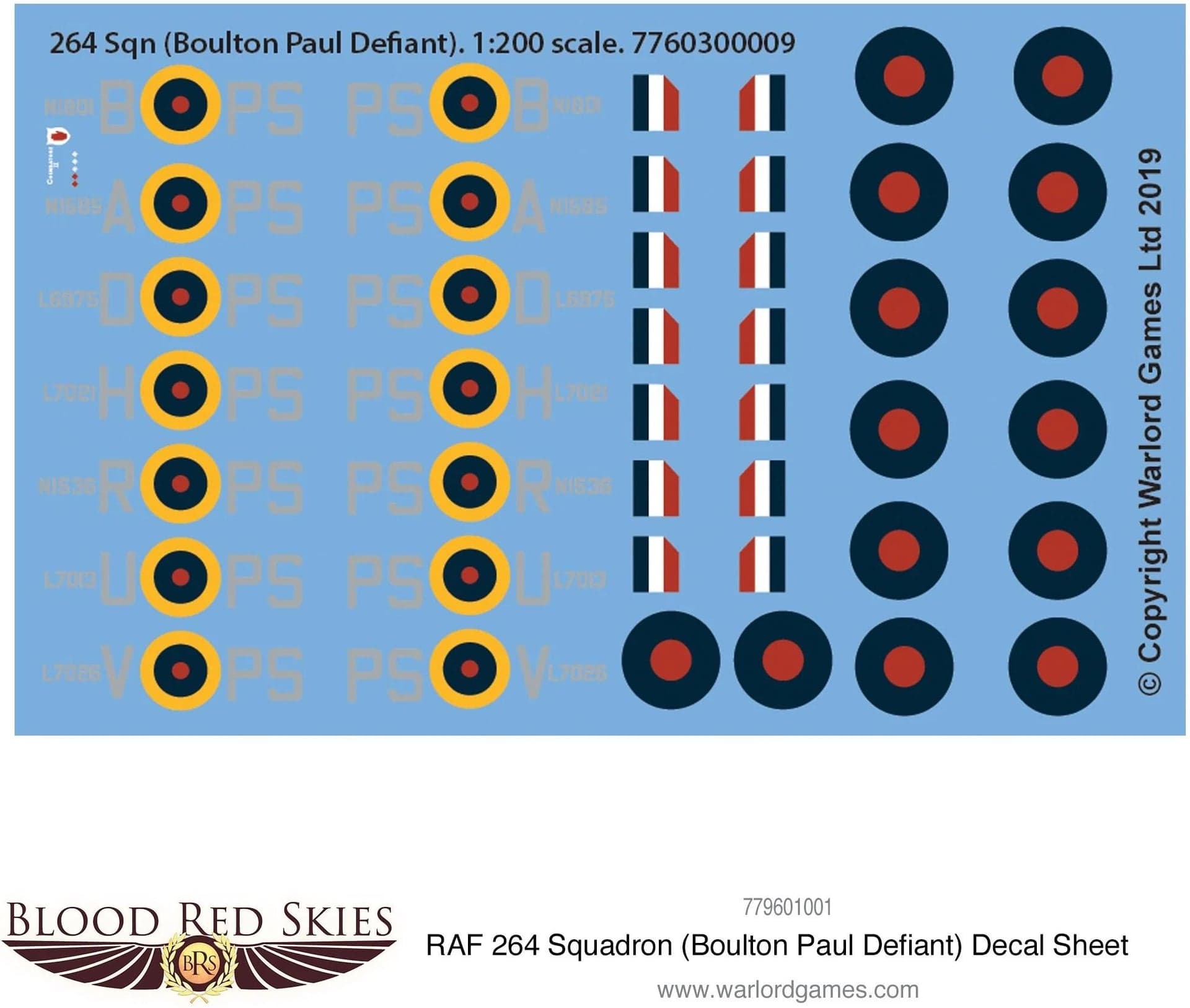264 Sqn (Boulton Paul Defiant) decal sheet