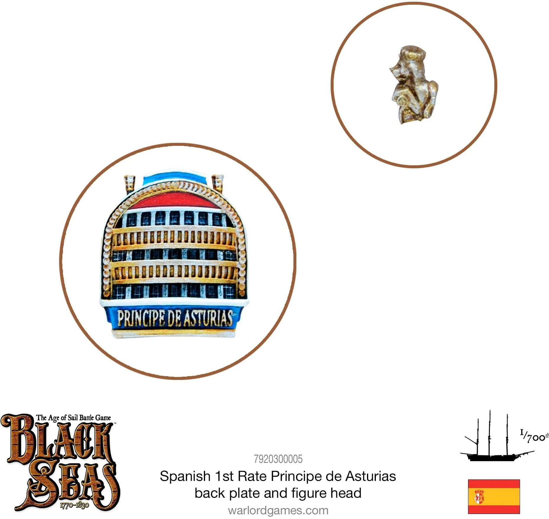 Spanish 1st rate Principe de Asturias back plate and figure head - Image 1