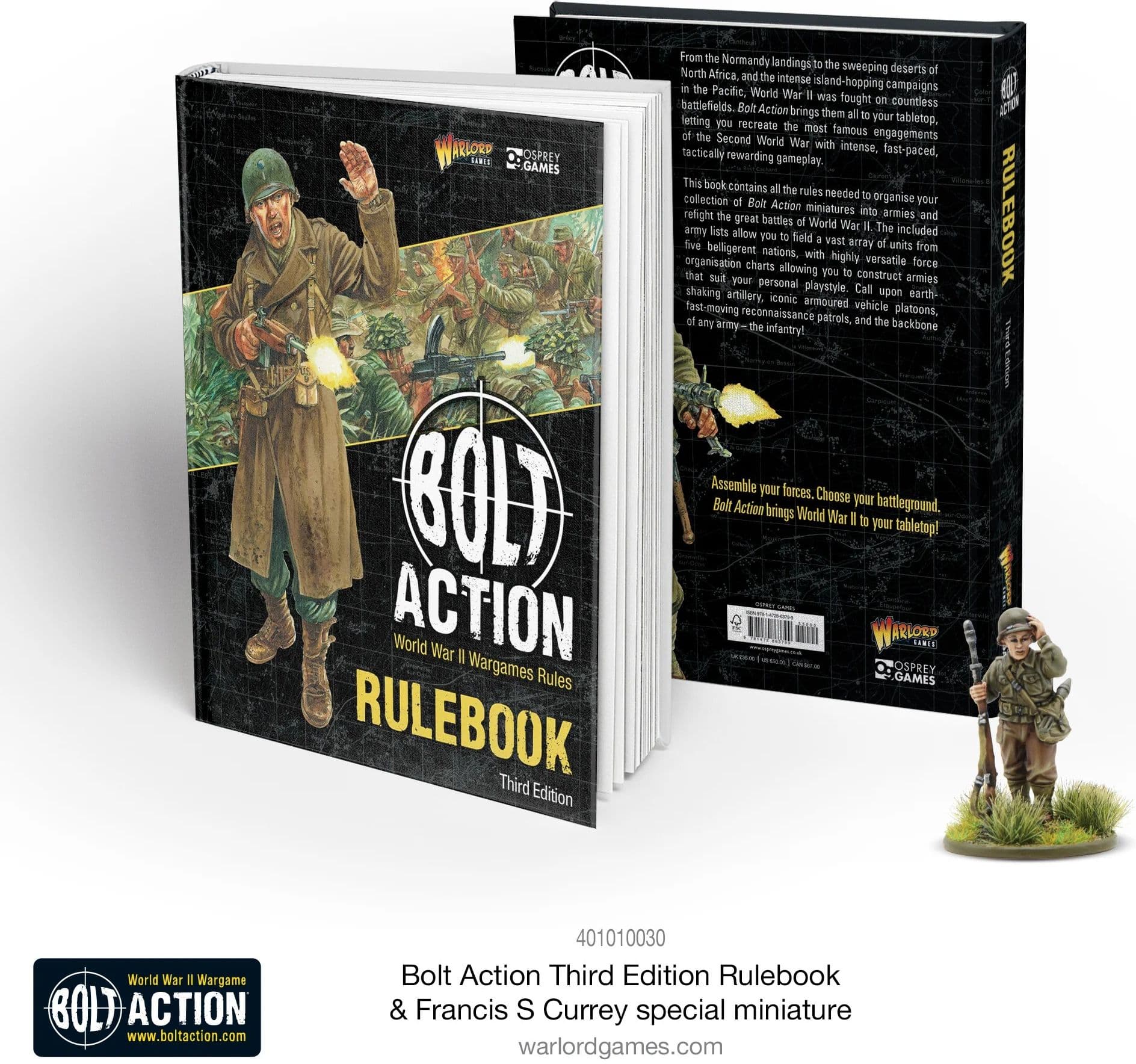 Bolt Action: Third Edition Rulebook with Francis S. Currey Special Miniature