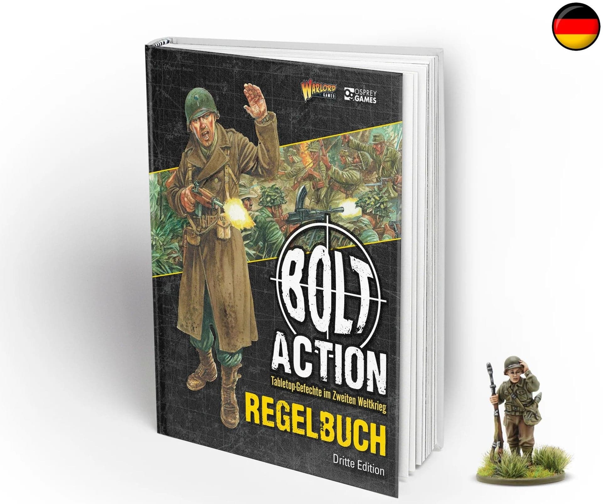 Bolt Action: Third Edition Rulebook (German) with Francis S. Currey special miniature