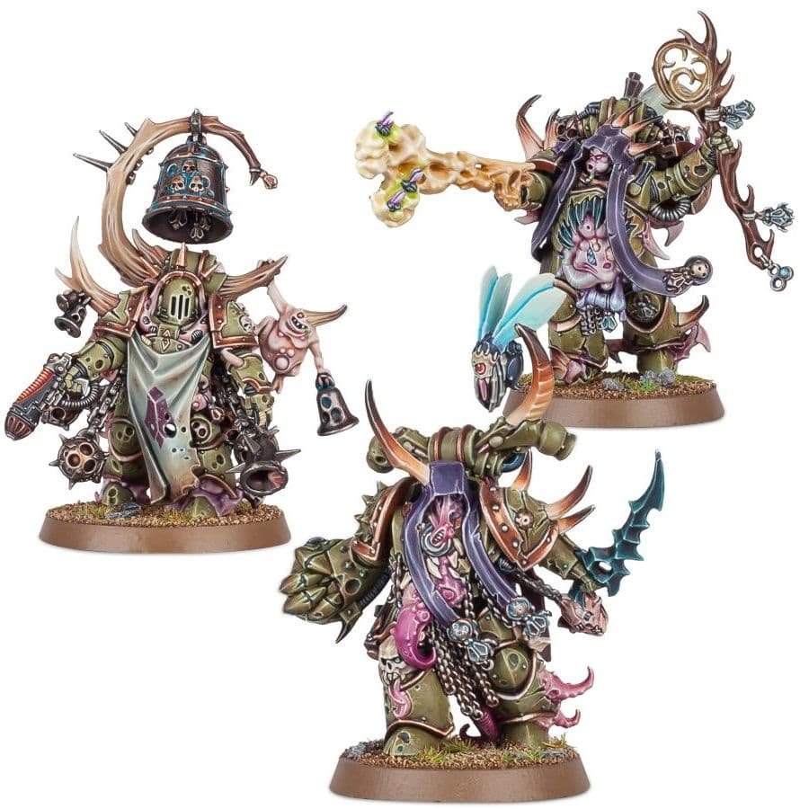 Malignant Plaguecaster, Noxious Blightbringer, and Plague Marine Champion