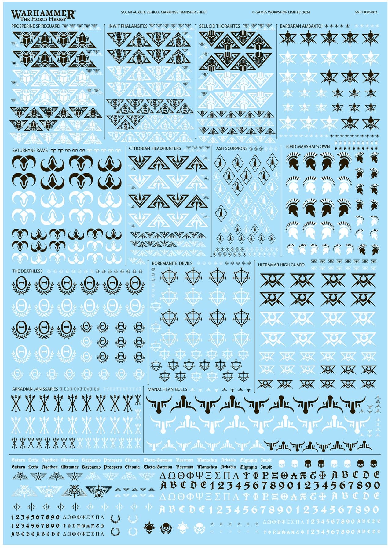 Warhammer: The Horus Heresy - Solar Auxilia Vehicle Markings Transfer Sheet - Image 1