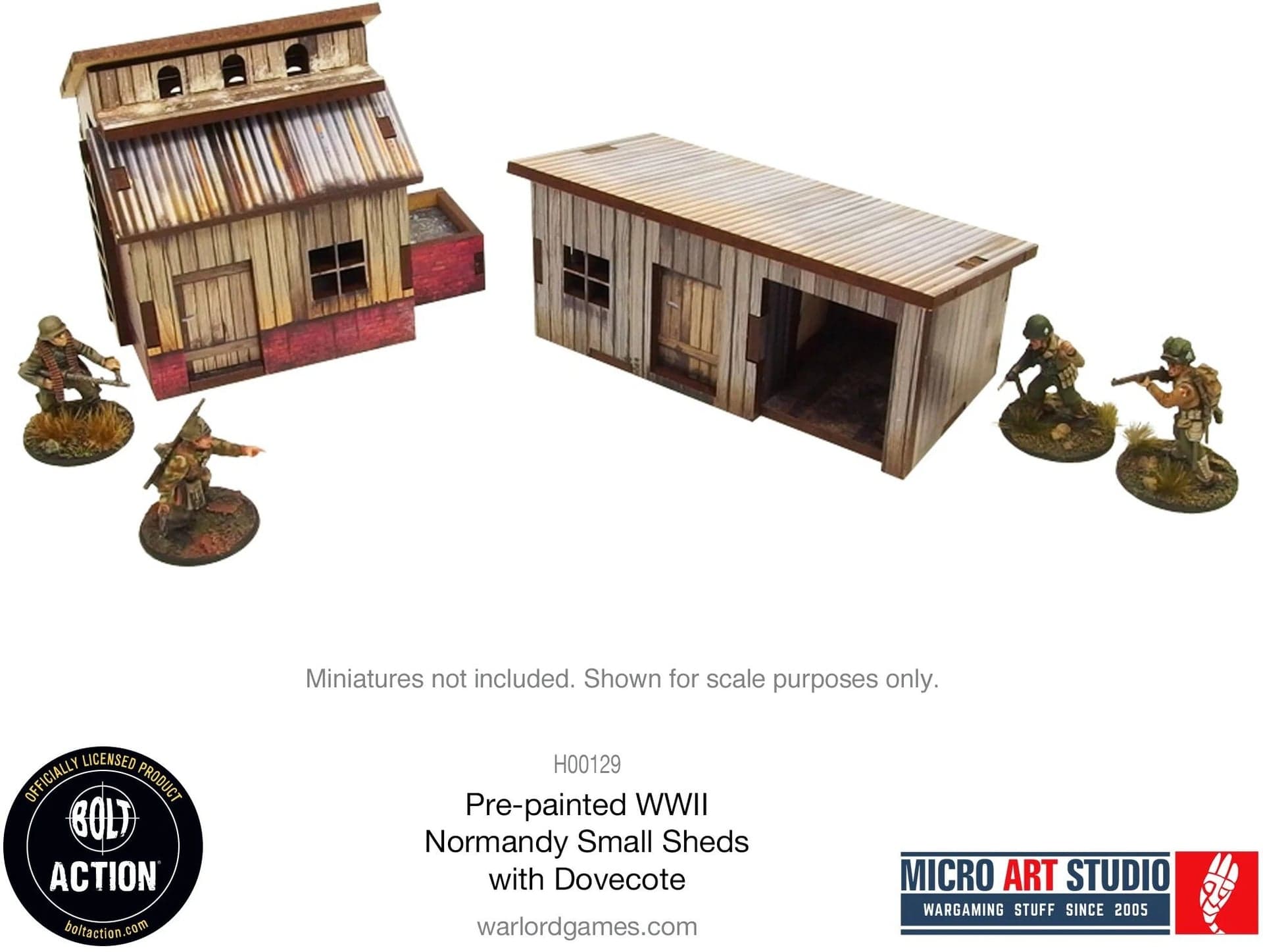 Pre-painted WW2 Normandy Small Sheds with Dovecote - Image 1