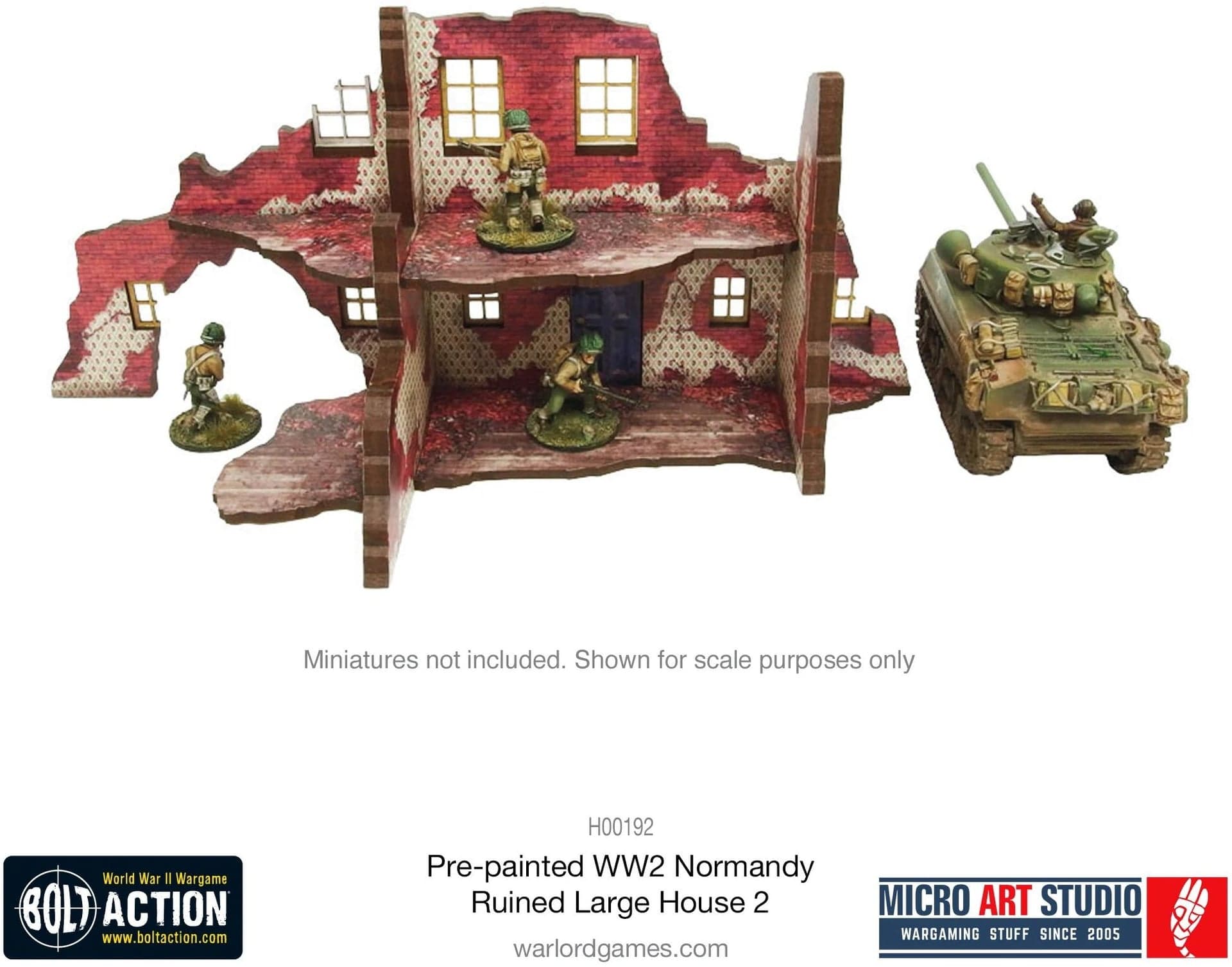 Pre-Painted WW2 Normandy Ruined Large House 2 - Image 1