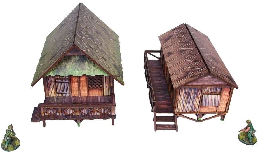 Pre-Painted WW2 Pacific Jungle Huts (2) - Image 1