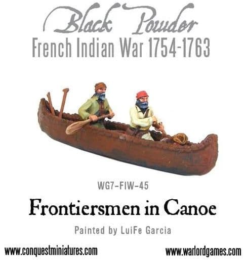 French-Indian War Frontiersmen in Canoe - Image 1