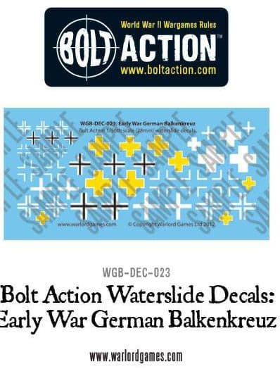 Early War German Balkenkreuz decal sheet