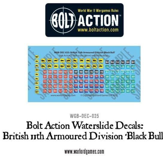 British 11th Armoured Division (Black Bull) decal sheet - Image 1