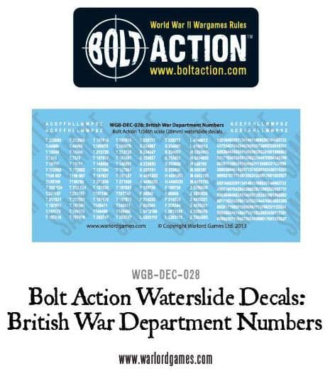 Bolt Action British War Department numbers decals - Image 1