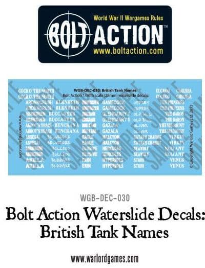Bolt Action British Tank names decals - Image 1