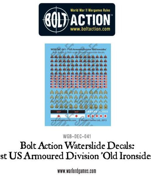 1st US Armoured Division 'Old Ironsides' decals