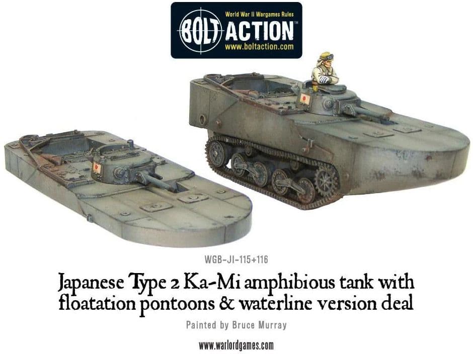 Japanese Type 2 Ka-Mi amphibious tank with floatation pontoons & waterline version deal