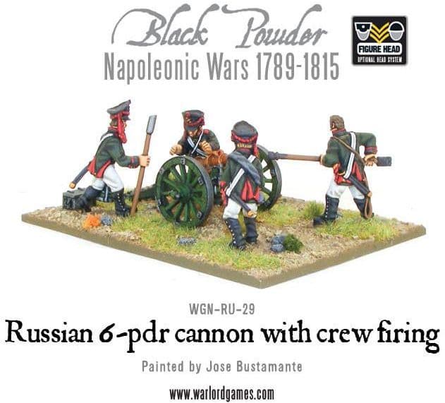 Napoleonic Russian 6 pdr cannon 1809-1815 with crew firing - Image 1