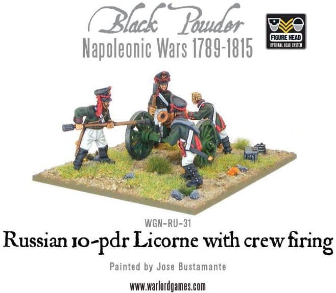 Napoleonic Russian 10-pdr Licorne howitzer 1809-1815 with crew firing - Image 1